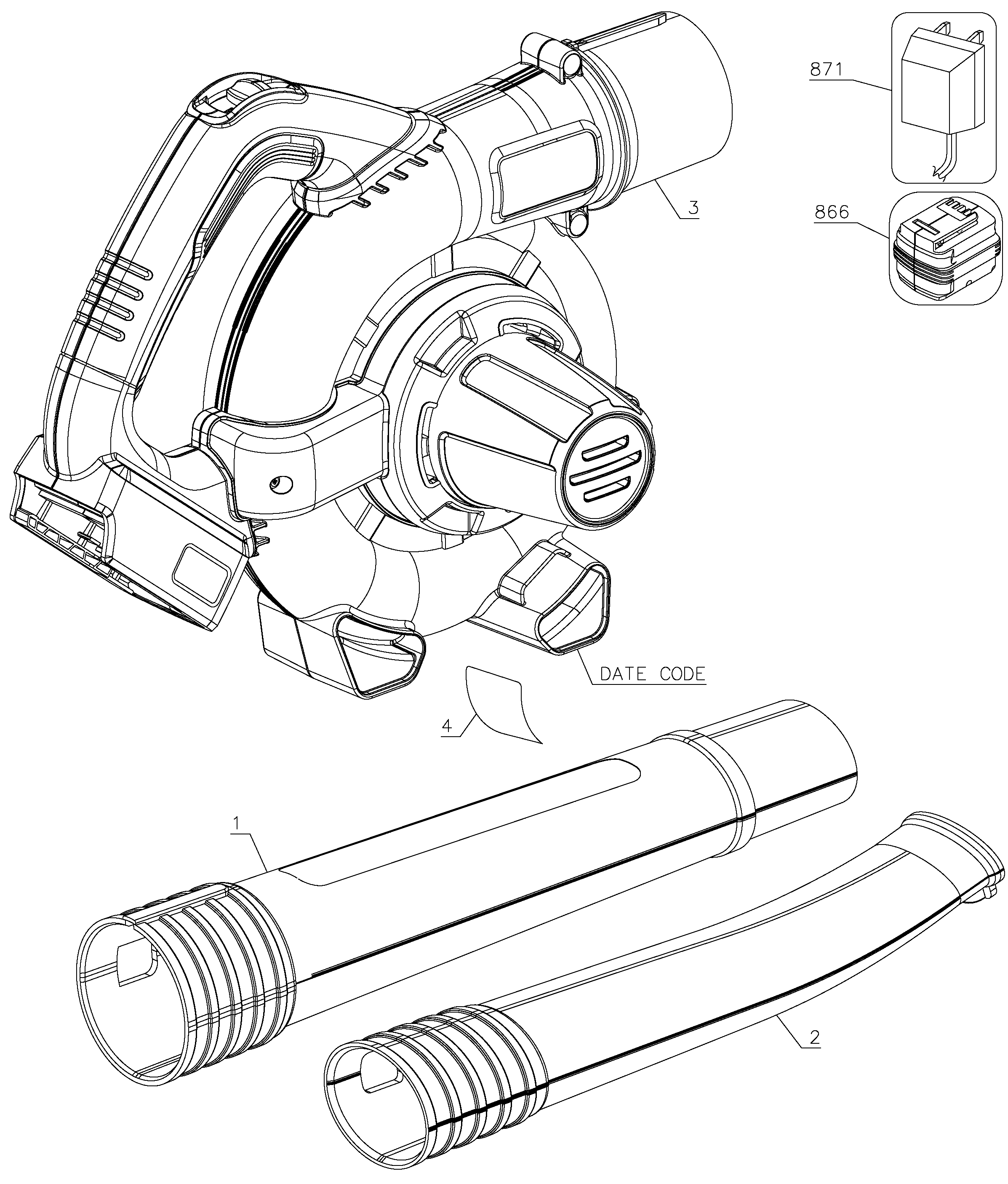Default Diagram and Parts List for LSW20B Type 1 Black and Decker Leaf Blower / Vacuum